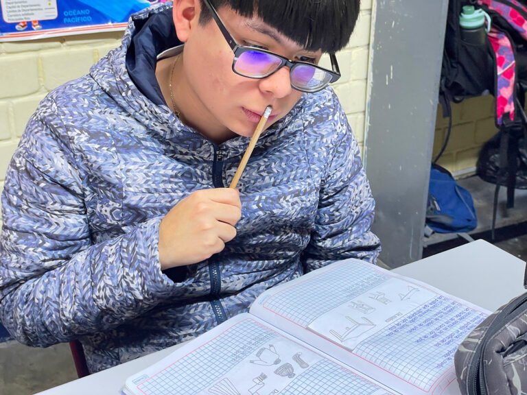 Deaf student working