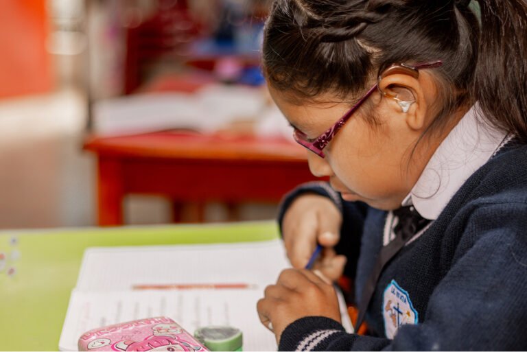 Deaf student working